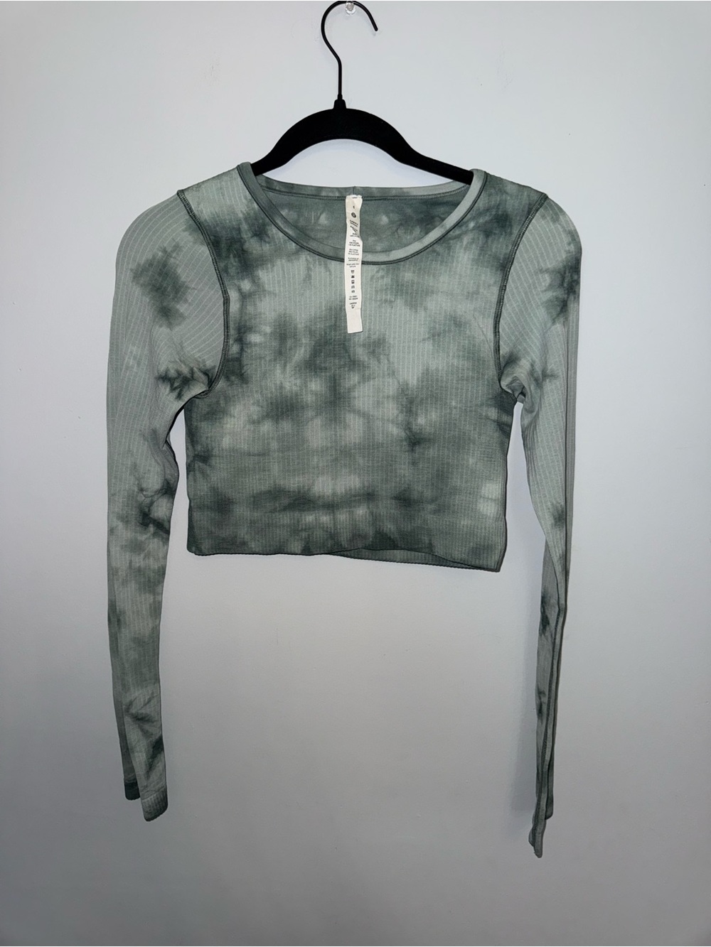 lululemon athletica Green Tie-Dye Ribbed Long Sleeve Crop